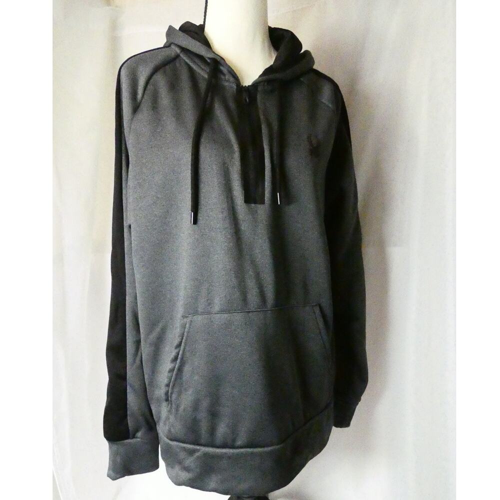 Spyder Active Men's M Hoodie Polyester Gray 1/4 Zip Drawstring Hood Athleisure